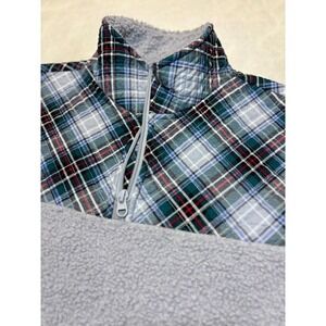 Vera Bradley Plaid Fleece Sherpa Quarter Zip Pullover Sweatshirt Women's XL